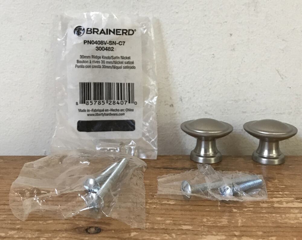 Set Pair 2 Brainerd Satin Nickel Round Drawer Handles Knobs Pulls PN0408V-SN-C7